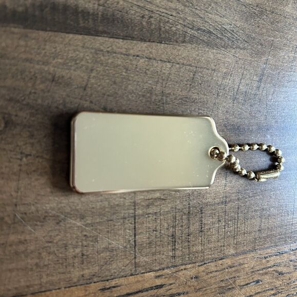 Coach New York Gold Tone Bag Charm Hang Tag Keychain Solid Metal - Picture 4 of 6